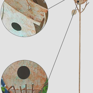 TentHome Metal Bird House on Stem Bird Feeder